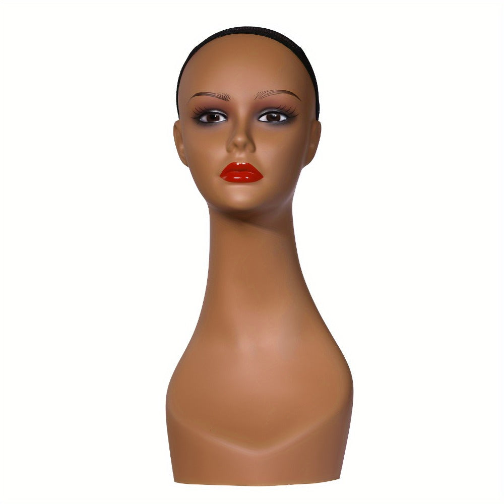 Female Wig Display Mannequin Head 4 Pcs Set Plastic – Hat Necklace Holder Salon Training Practice Retail Store Showcase Hairs