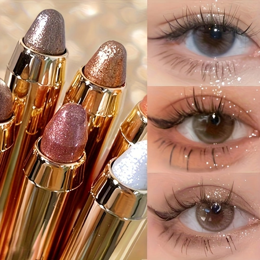 Six-Piece Shimmer Eyeshadow Stick Set with Dual-Ended Sponge Applicators and Mixed Metallic Shades — image 7