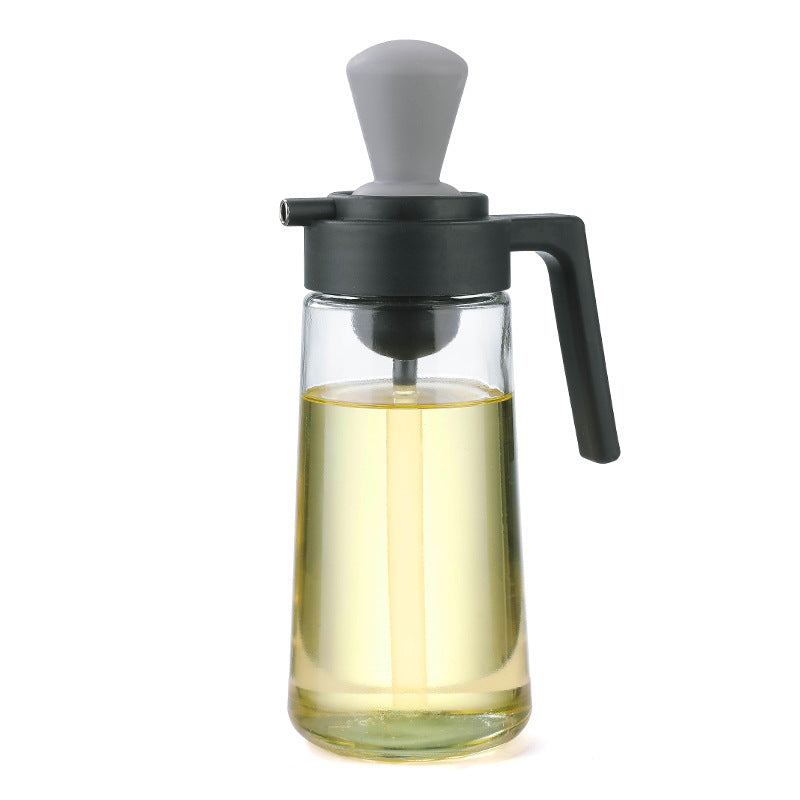 Household Kitchen Sauce Bottle Press Spice Jar Multi-functional Two-in-one Glass Oiler Containing Silicone Brush