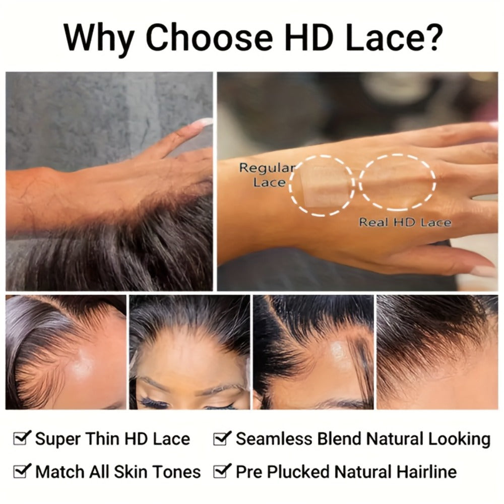 Put On and Go Wig 6x4.5 HD Lace Human Hair Straight 250% Density Glueless Pre-Plucked Pre-Cut Pre-Bleached Knots Long Straigh