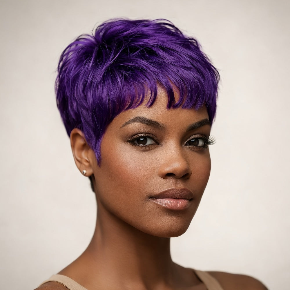 Synthetic Wig 4-Inch Short Waves with Bangs in Red, Black, Green, Blue or Orange-Auburn for Cosplay Looks — image 2