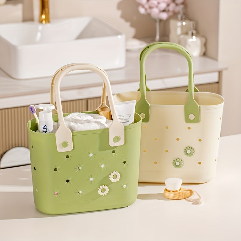 Two-Piece Rubber Floral Tote Bag Set with Soft Handles, Daisy Print and Multipurpose Storage — image 6