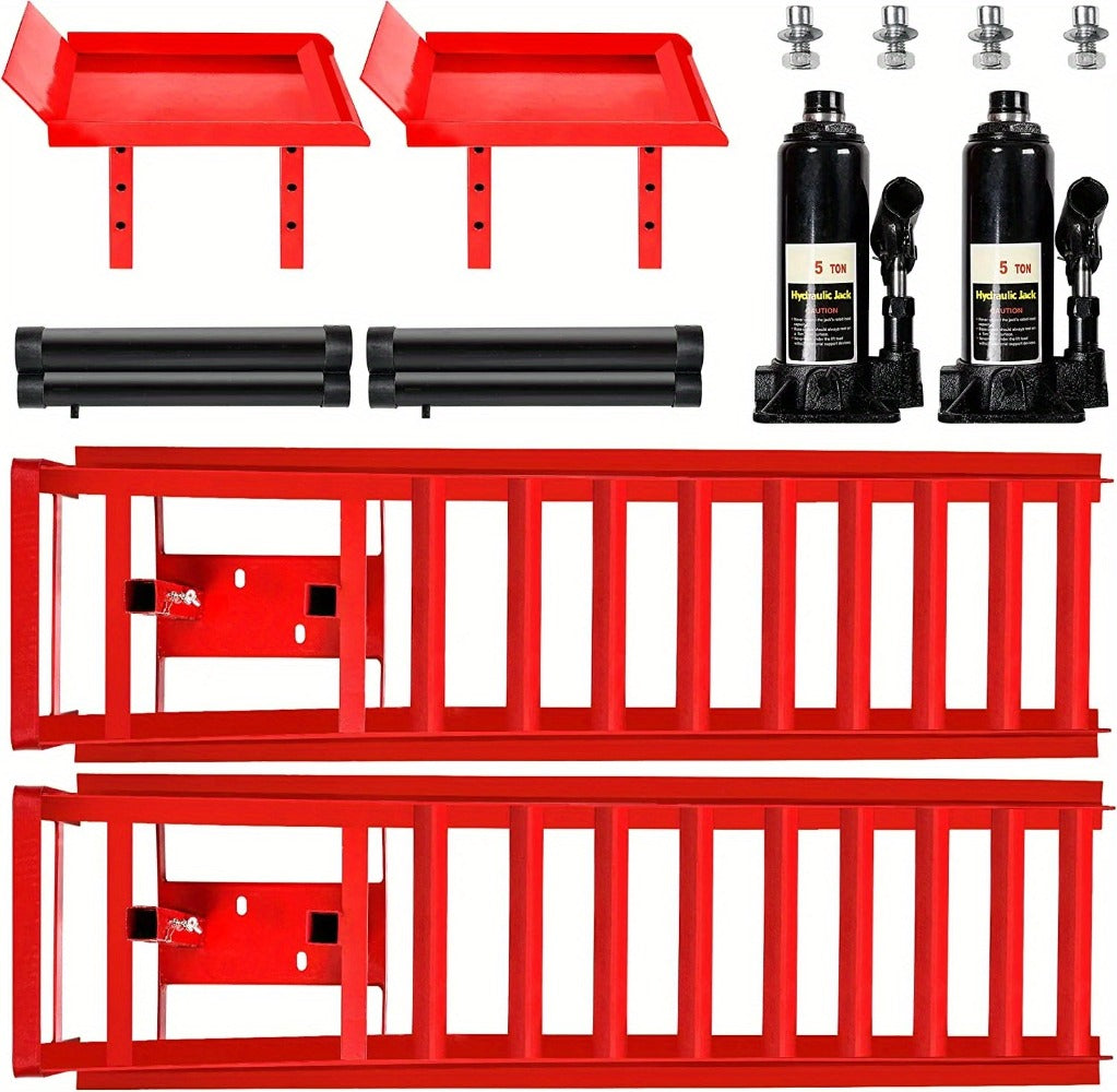 Hydraulic Car Ramps 2-Pack 10000 LB Heavy Duty Vehicle Lift Ramp Adjustable Height 9.84-14.96 Inch for Oil Change Undercarria