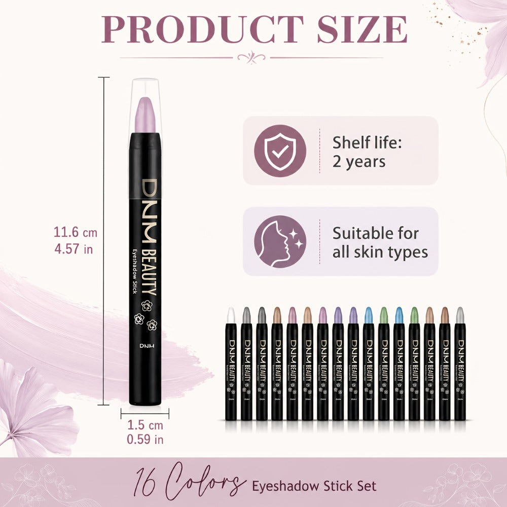 Highly Pigmented Eyeshadow Stick Set 16 Colors Waterproof Matte & Shimmer Eye Makeup Pencil Kit — image 15