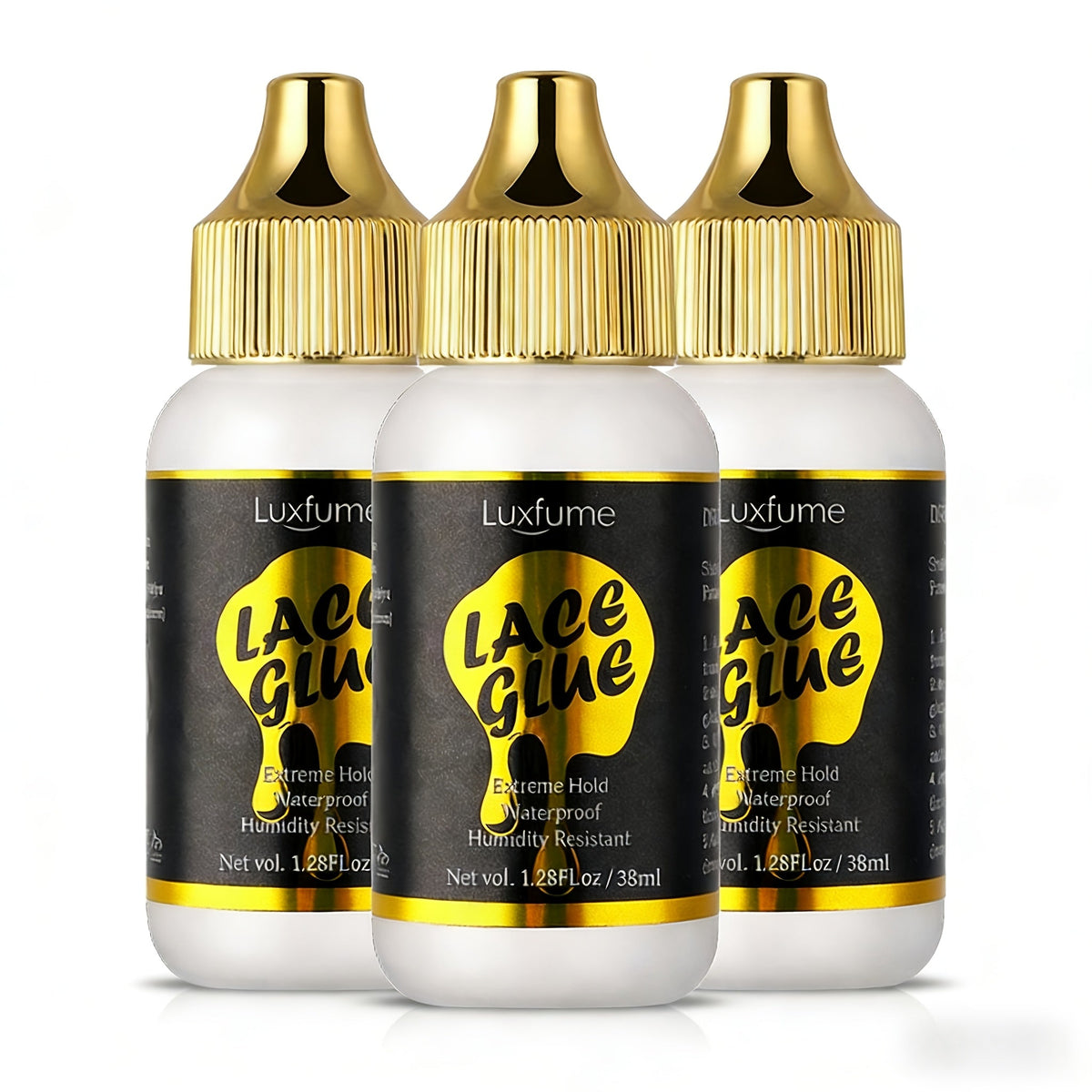 Lace Front Wig Glue Extreme Hold 3-Pack Invisible Clear Drying Liquid Adhesive for HD Lace for Home, Travel and Salon Hair St