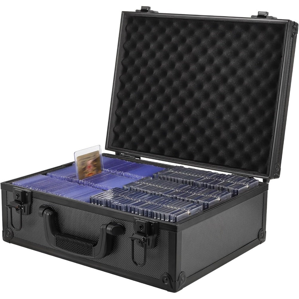 Trading Card Storage Box for 3x4 Top Loads 35pt Rigid Cards Holds 600 Plus – Sports Card Organizer Case with Lock for Pokemon