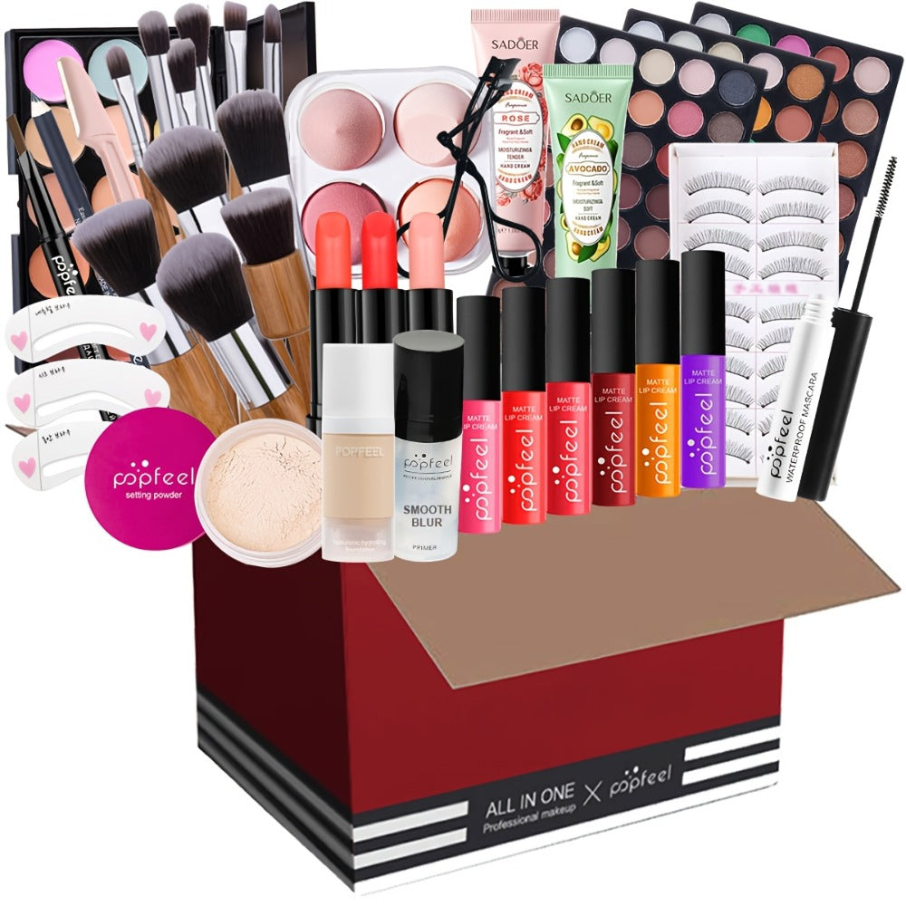 POPFEEL Makeup Kit Full Face Set, Multi-Shade Eyeshadow Palette, Professional Brushes & Pigmented Lip Color — image 1