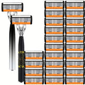 Safety Razor Set for Men 2 Anti-Slip Handles & 24 Ultra-Sharp Replaceable Stainless Steel Blades – Smooth Painless Close Shav
