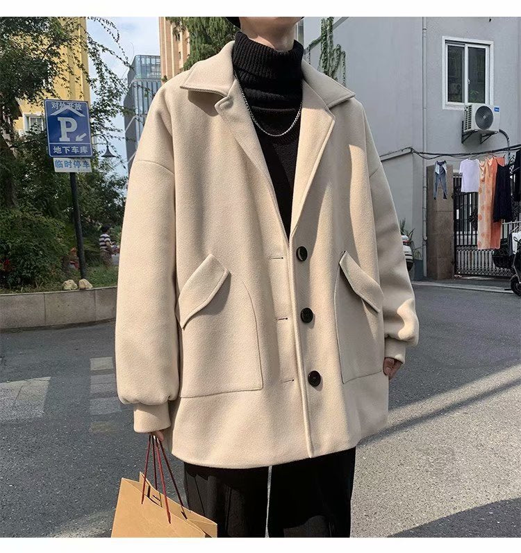 Mens All-match Casual Springfall Relaxed-fit Trench Coat