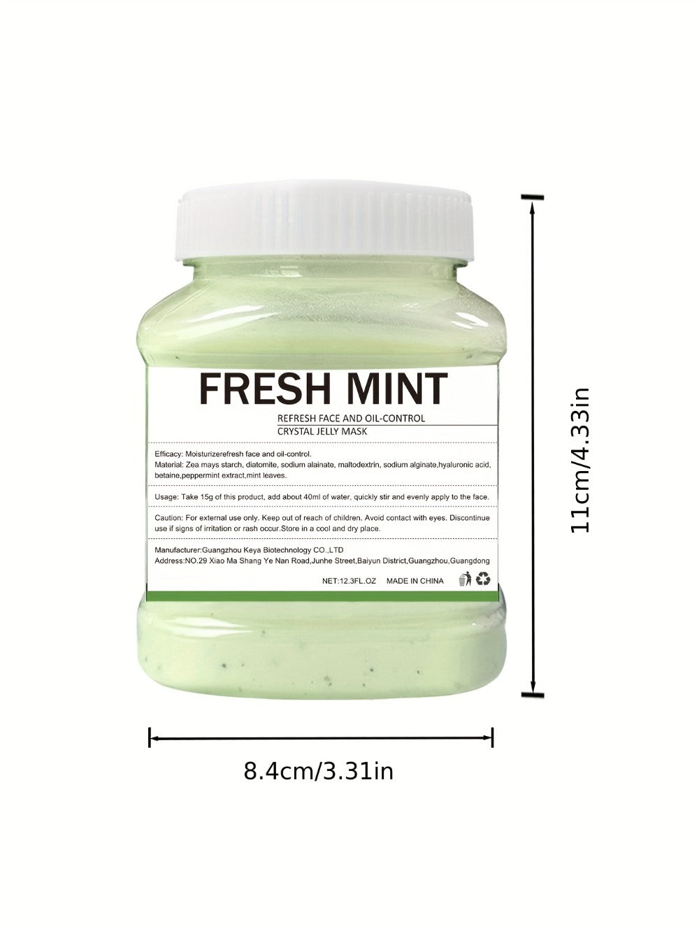 Face Mask, Fresh Mint Crystal Jelly Powder 12.3 fl oz Jar with 15g-to-40ml Mixing Directions for Peel-Off Use — image 8