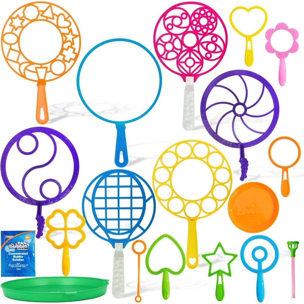 Giant Bubble Wands Set 18 Pieces, 3 Sizes with Tray & Concentrated Solution for Parties, Celebrations and Guest Favors — imag