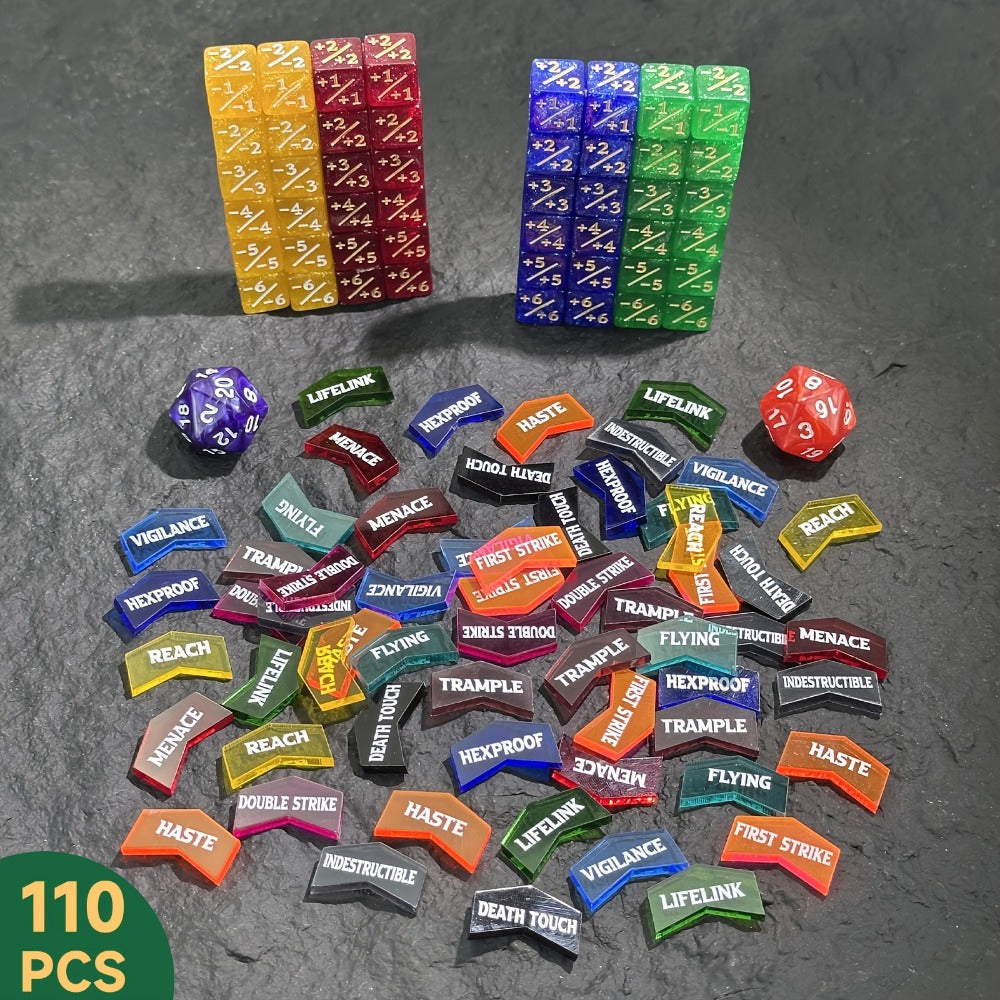 MTG Counter Dice Set 110pcs with the Listed Color, Size or Set Options for Everyday Use, with the Listed Configuration — imag