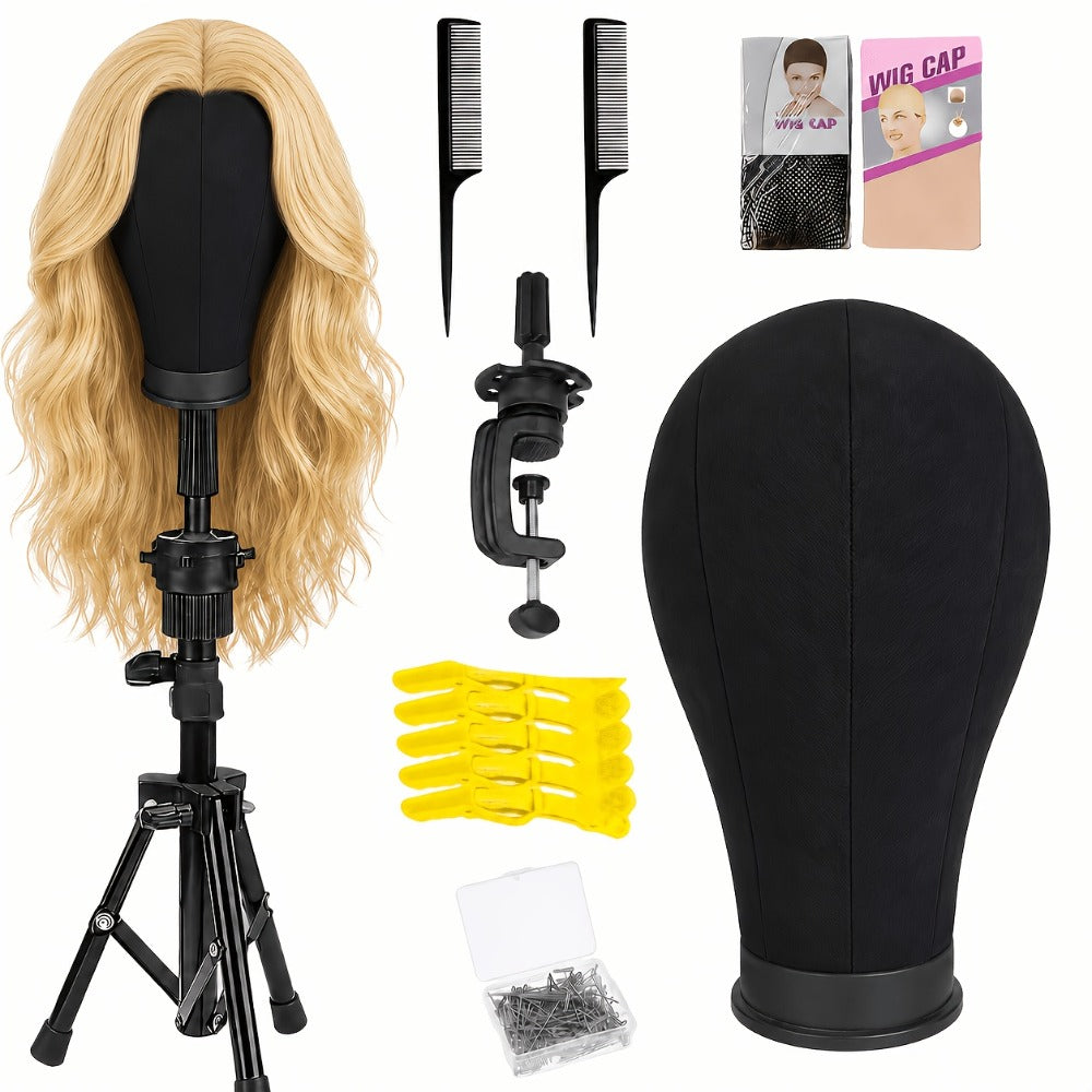 Mannequin Head with Adjustable Wig Stand Set 22 Inch Reinforced Manikin Head for Wig Styling Cosmetology Practice Salon Displ