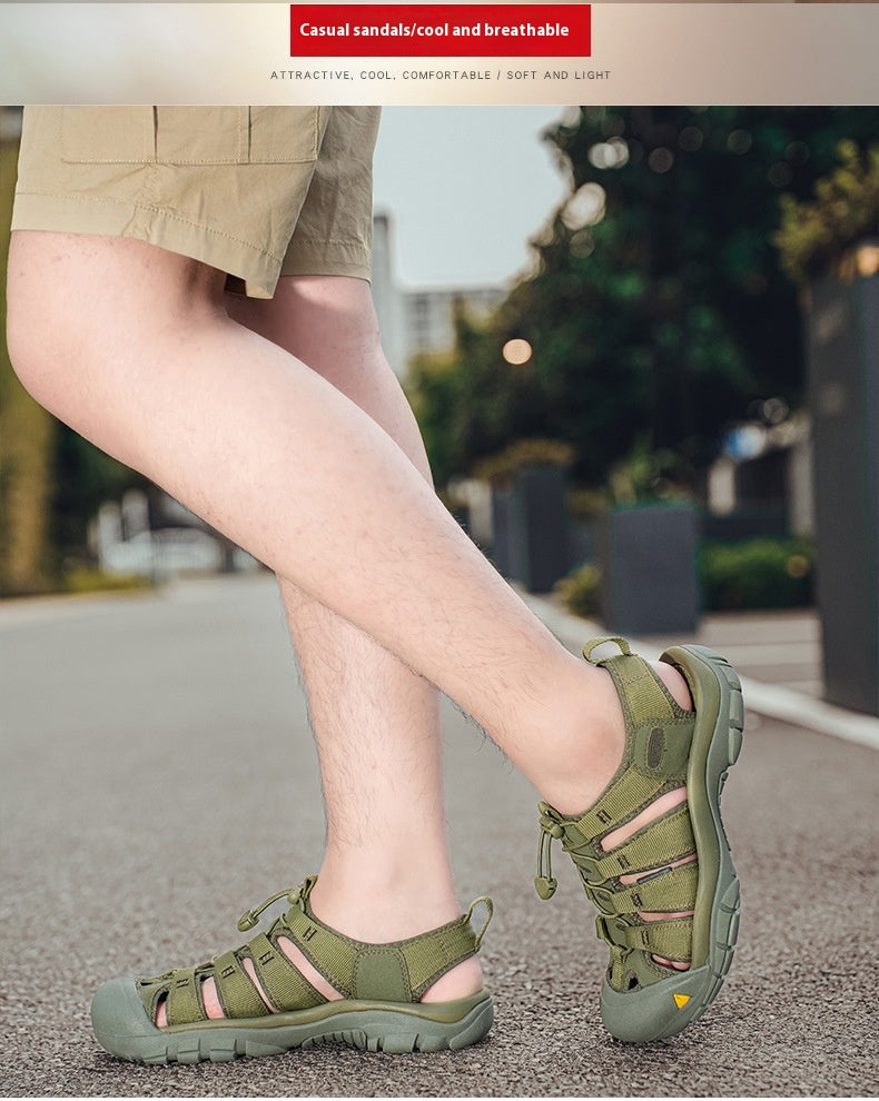 Men's Thick Bottom Toe Cap Beach Upstream Plus Size Outdoor Casual Shoes