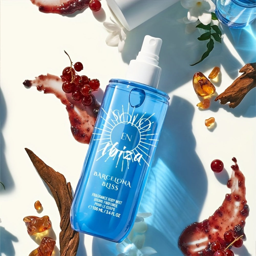 Body Hair Fragrance Mist Gift Set 2-Piece SOLO EN IBIZA Perfume Mist Body Cream Vanilla Fruit for Bath Time, Home Spa and Per
