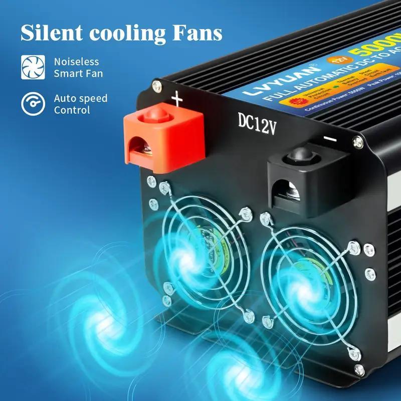 Pure Sine Wave Power Inverter 4000W 8000W Peak DC 12V to AC 110V with LCD Display Remote Control 4 AC for Garden, Patio and Y