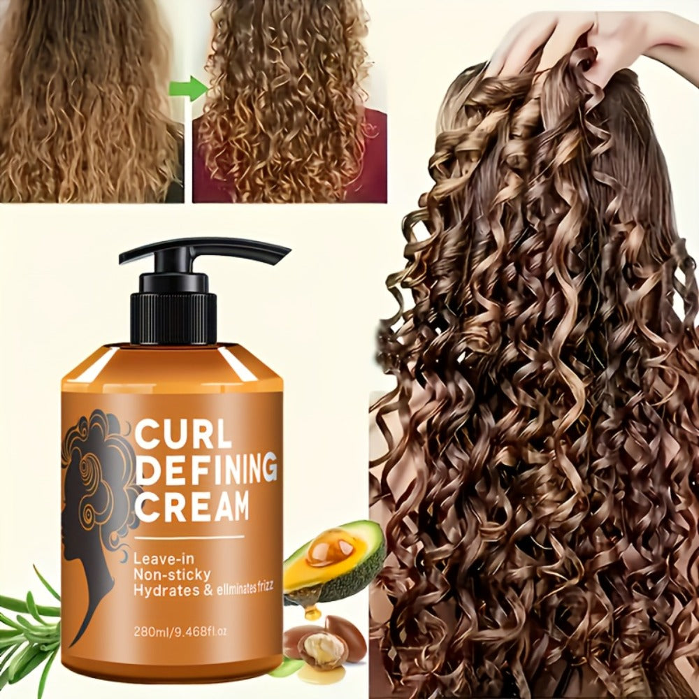 280ml Curl Styling Cream with Argan and Jojoba Oils in an Amber Leave-In Pump Bottle for Wavy Hair — image 2