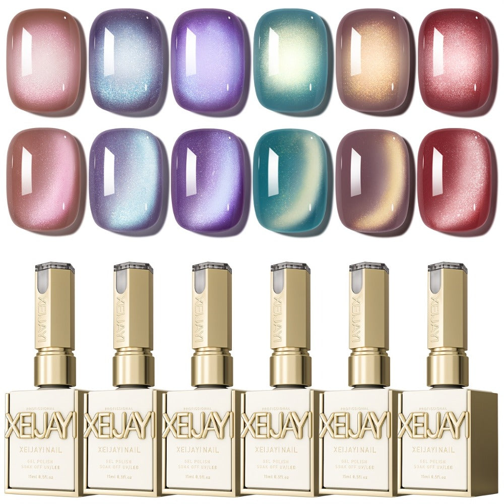 Gel Nail Polish 6-Color Magnetic Cat-Eye Sets in Aurora, Dopamine or Bubble-Summer Collections — image 1