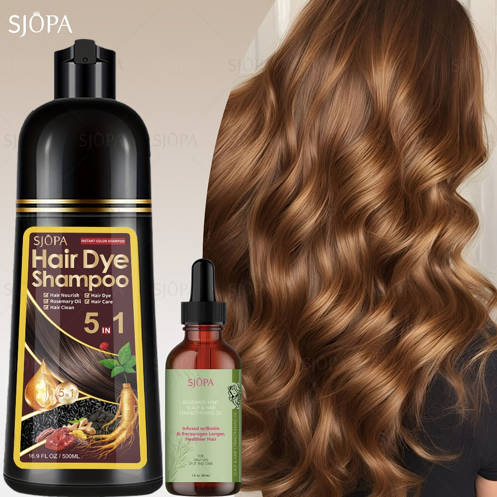 Gray Coverage Hair Dye Shampoo Kit 3-in-1 with Rosemary Hair Oil - Quick Color, Gentle & Natural Formula for Men & Women — im