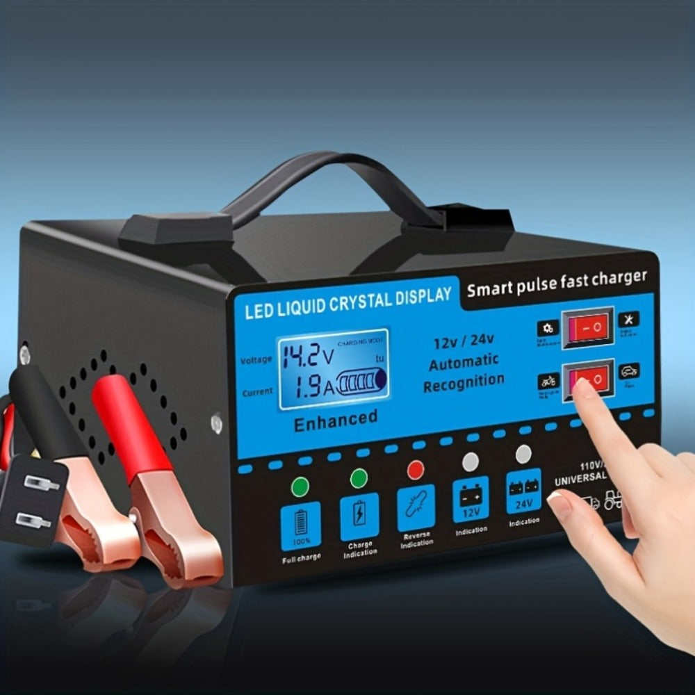 Intelligent Battery Charger & Inverter 12V & 24V – LCD Display, Trickle Maintenance, Overcharge & Short Circuit Protection fo