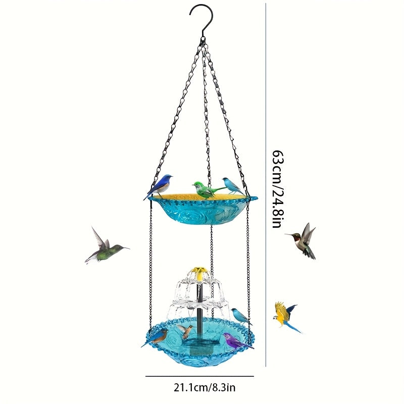 Solar Bird Bath Fountain 3-Tier with Pump for Garden, Patio and Yard Use, with the Listed Configuration — image 5