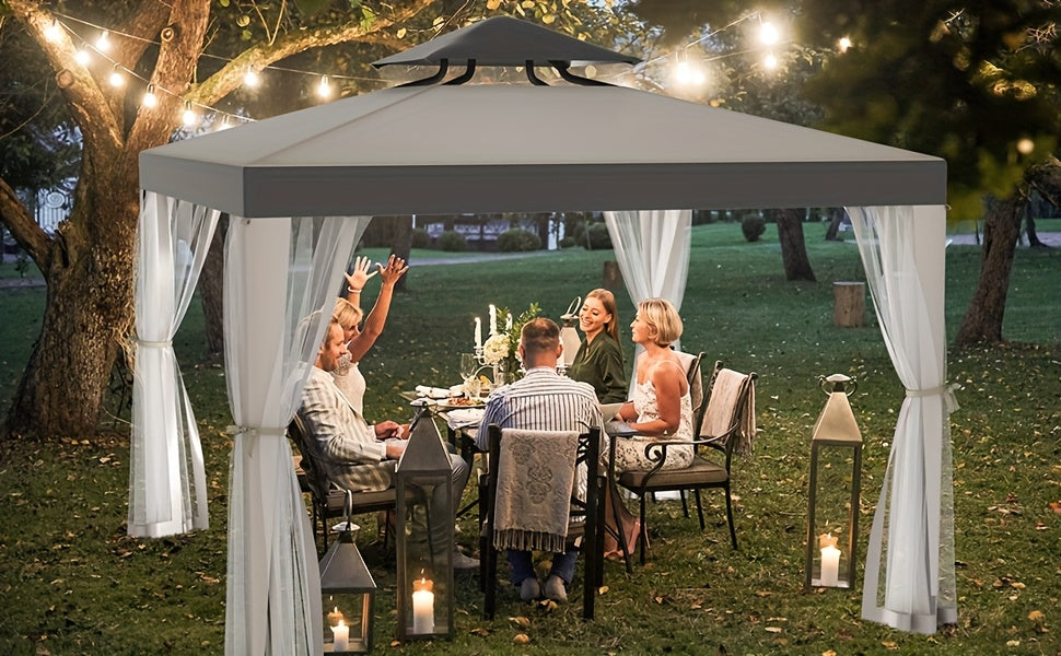 Gazebo with Mosquito Netting Steel Frame, Backyard Garden BBQ Party for Grilling, Camping and Outdoor Meals — image 18