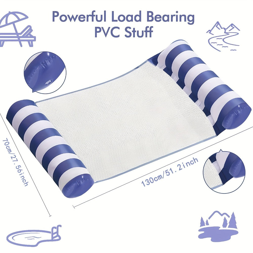 Five-Piece Inflatable Pool Hammock Float Set with Mesh Centers, Striped Designs and 51.2-Inch Length — image 3