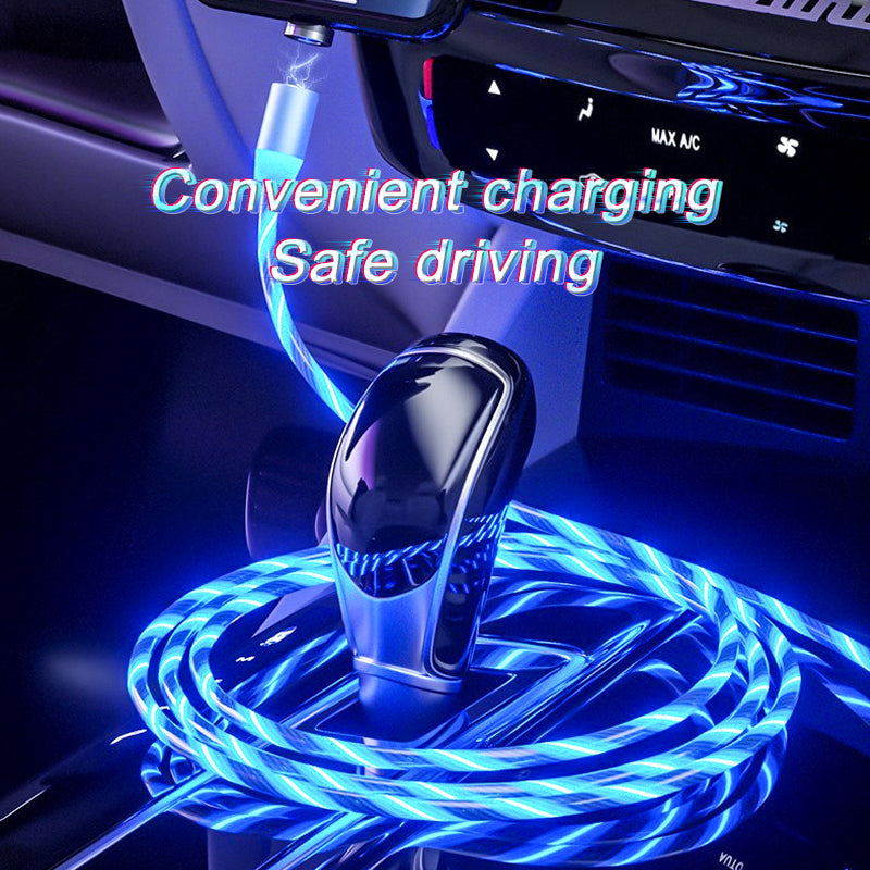 Magnetic Streamer Fast Charging Cable - LED Light with 3-in-1 Connectors