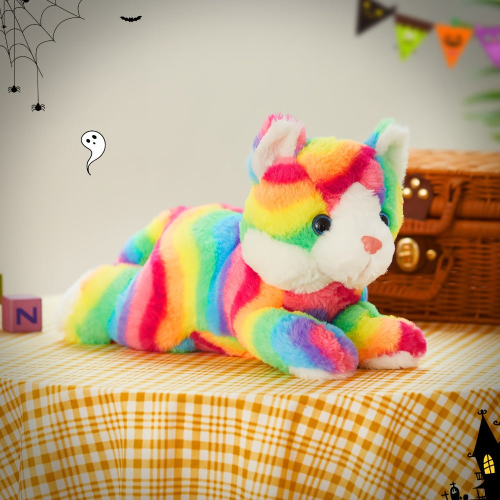 Plush Toy Rainbow Cat with LED Glow and Optional Music for Colorful Kawaii Room Display and Gifting — image 8