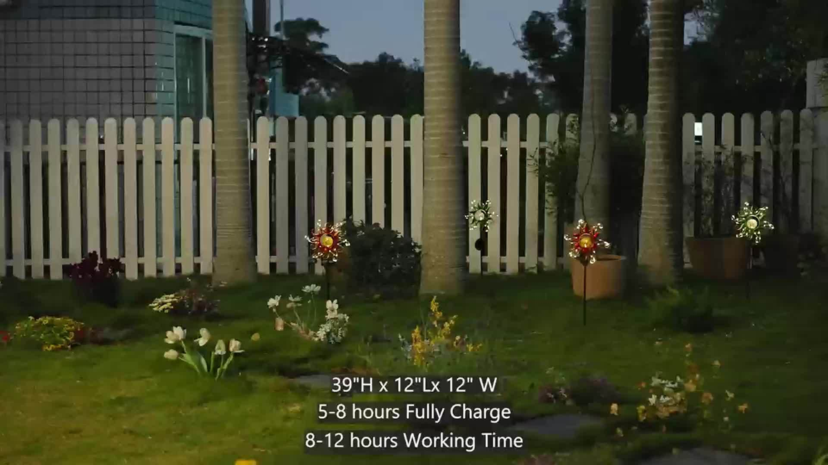 Solar Garden Lights Blue Sun-Shaped LED Stake, IPX4 Rated with Separate Solar Panel for Path Decor — image 4