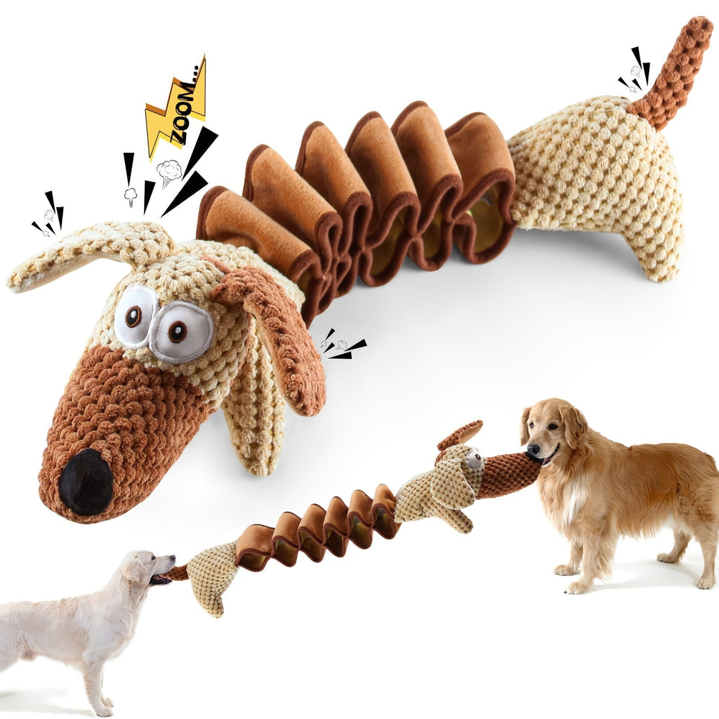Dog Toy Stretchable Plush Tug with Built-In Squeaker, Crinkle Paper and 15.7 to 19.7-Inch Length — image 1