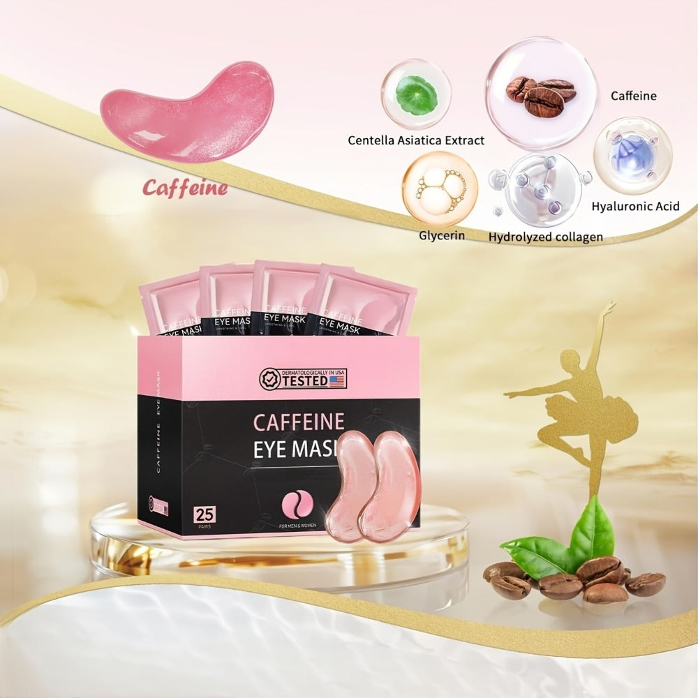 Eye Patches, Caffeine Under 25 Pairs Collagen Gold Eye Mask Reduces Dark Circles Puffiness Eye Bags Fine Lines Anti-Wrinkle H