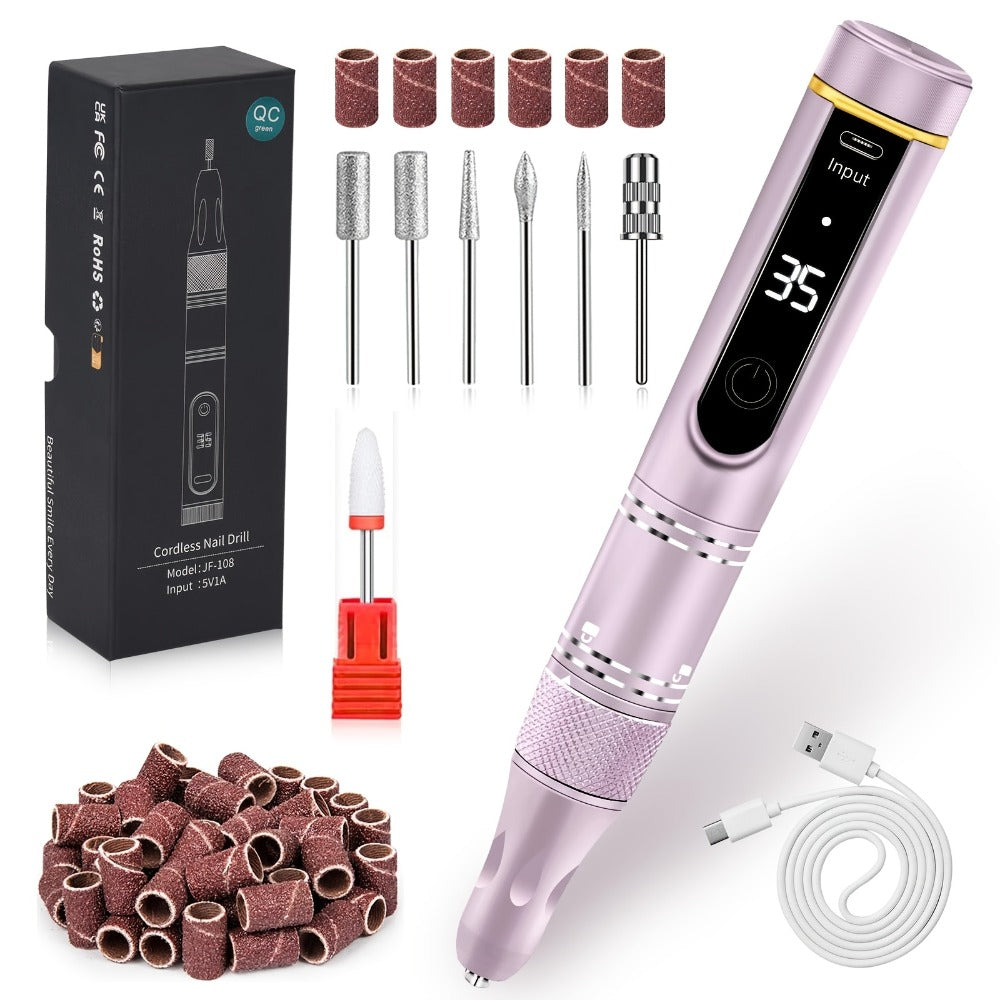 Electric Nail Drill 35000 RPM Rechargeable Pen with Digital Display, Forward Reverse and Three Colors — image 3