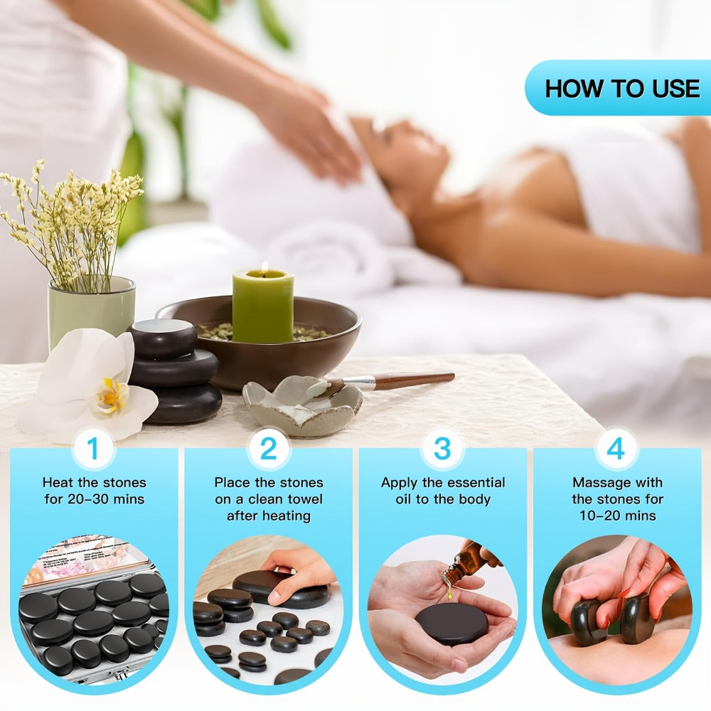 Hot Stone Massage Kit with Heater & Temperature Control, 10-Piece Professional Basalt Spa Stones Set — image 5