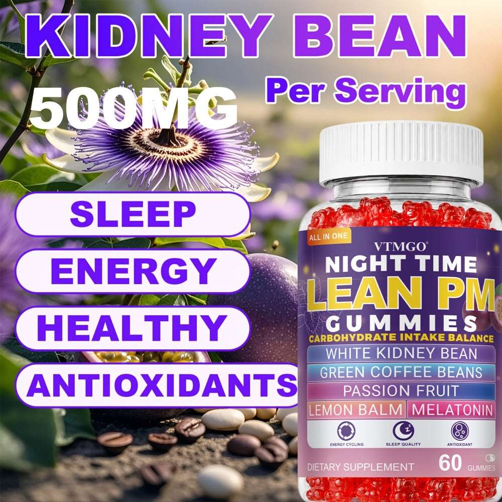 Sleep Gummies with Melatonin, Lemon Balm & Passionflower, Night Time Lean PM Formula, White Kidney Bean — image 9