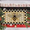 Bee Honeycomb Entryway Floor Mat with Black Check Border in Three Sizes from 15.74 x 23.62 to 17.71 x 47.24 Inches — image 1