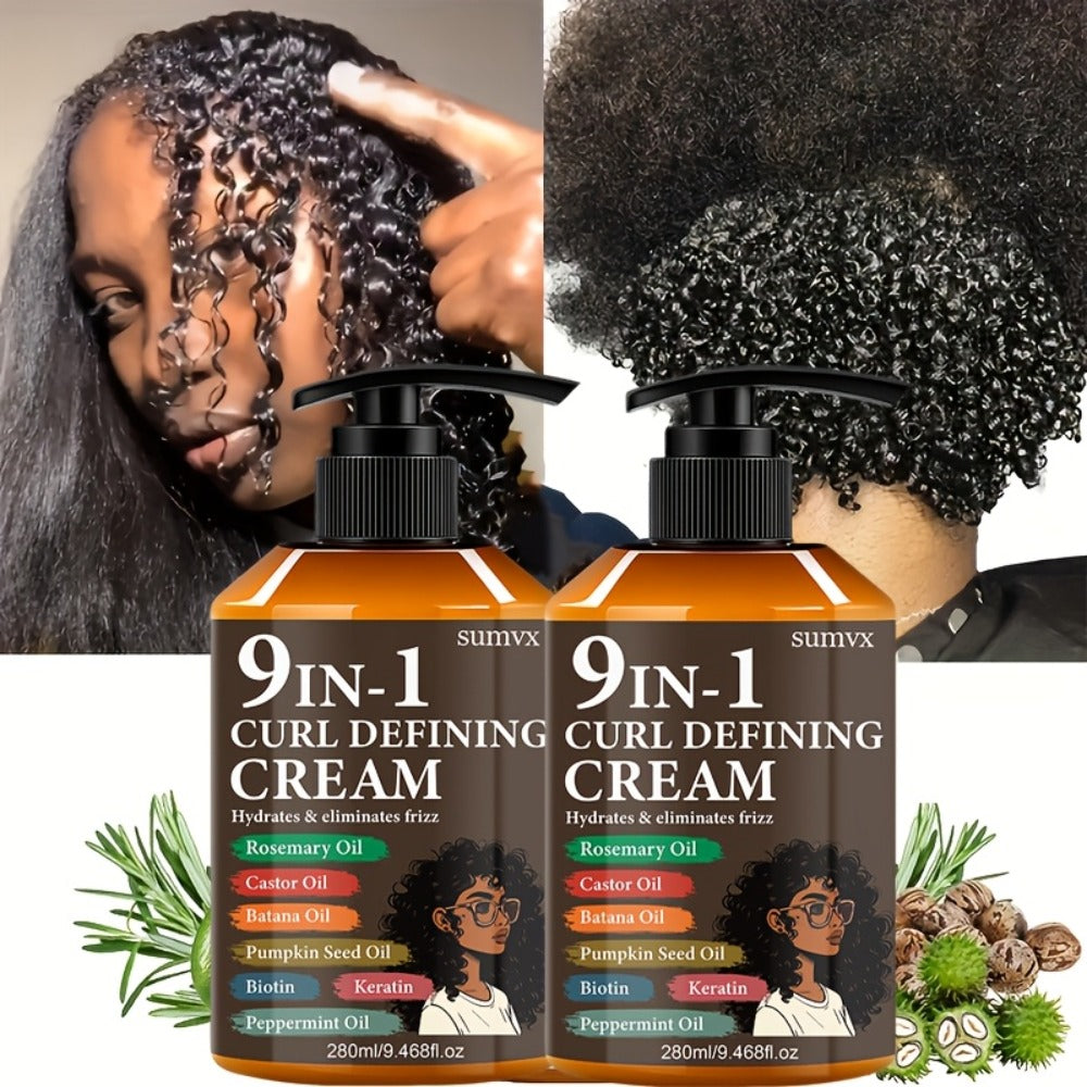 9-in-1 Curl Defining Cream by SUMVX in a Two-Pack of 280ml Pump Bottles with Seven Front-Label Ingredients — image 3