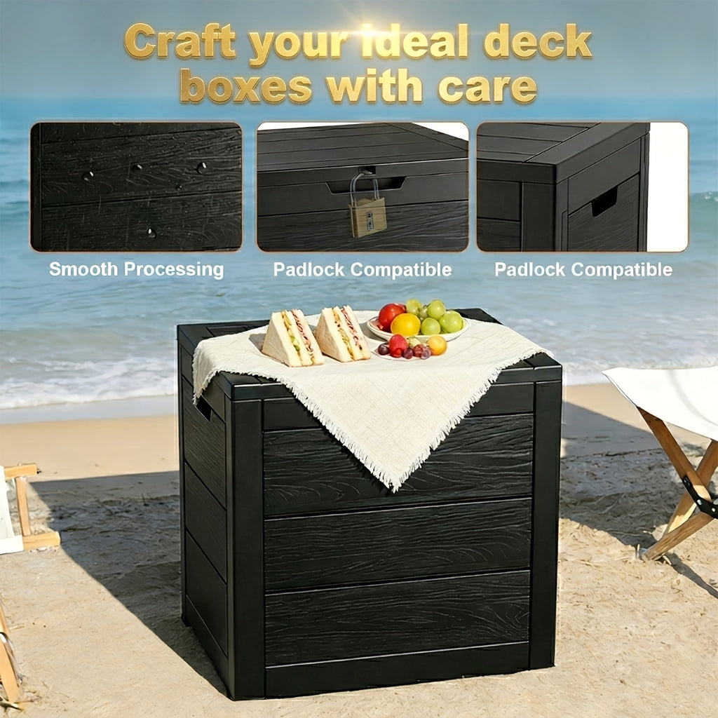 Deck Box Flip Top Resin Secure Lid | Patio Pool Backyard Cushion Garden — image 6