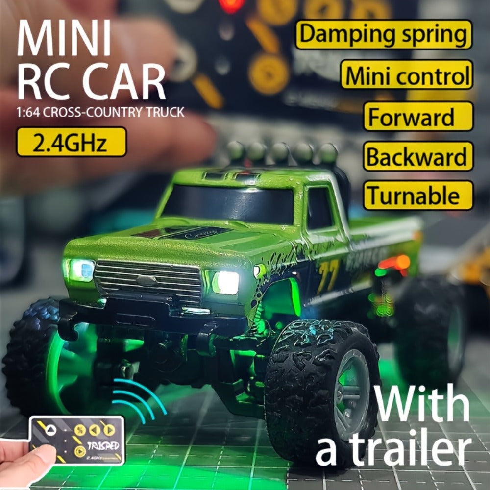 1:64 Scale Mini RC Car Alloy Off-Road Truck with Shock Absorbers – Pocket-Sized Remote Control Car for Boys Ages 6 7 8 9 10 —