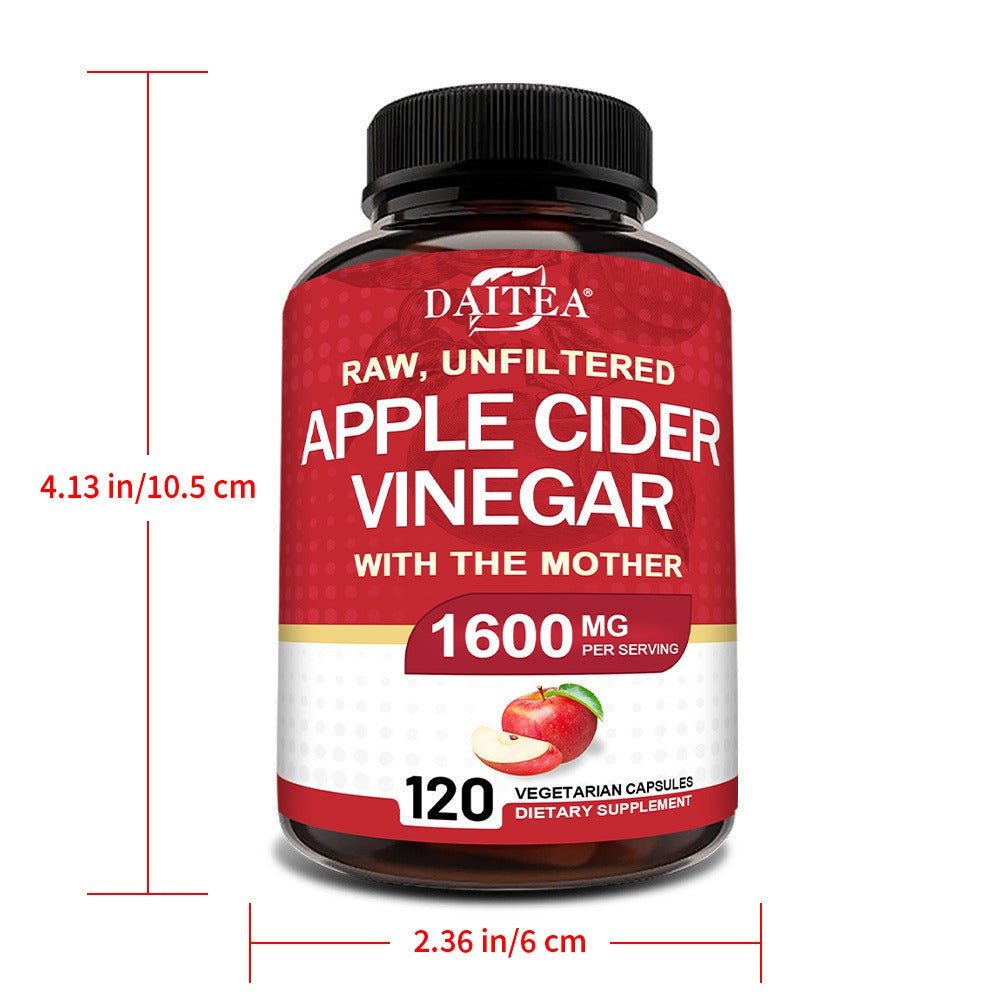 Apple Cider Vinegar Capsules 1600mg with Vitamin & Mineral Blend, Digestion for Bath Time, Home Spa and Personal Care — image