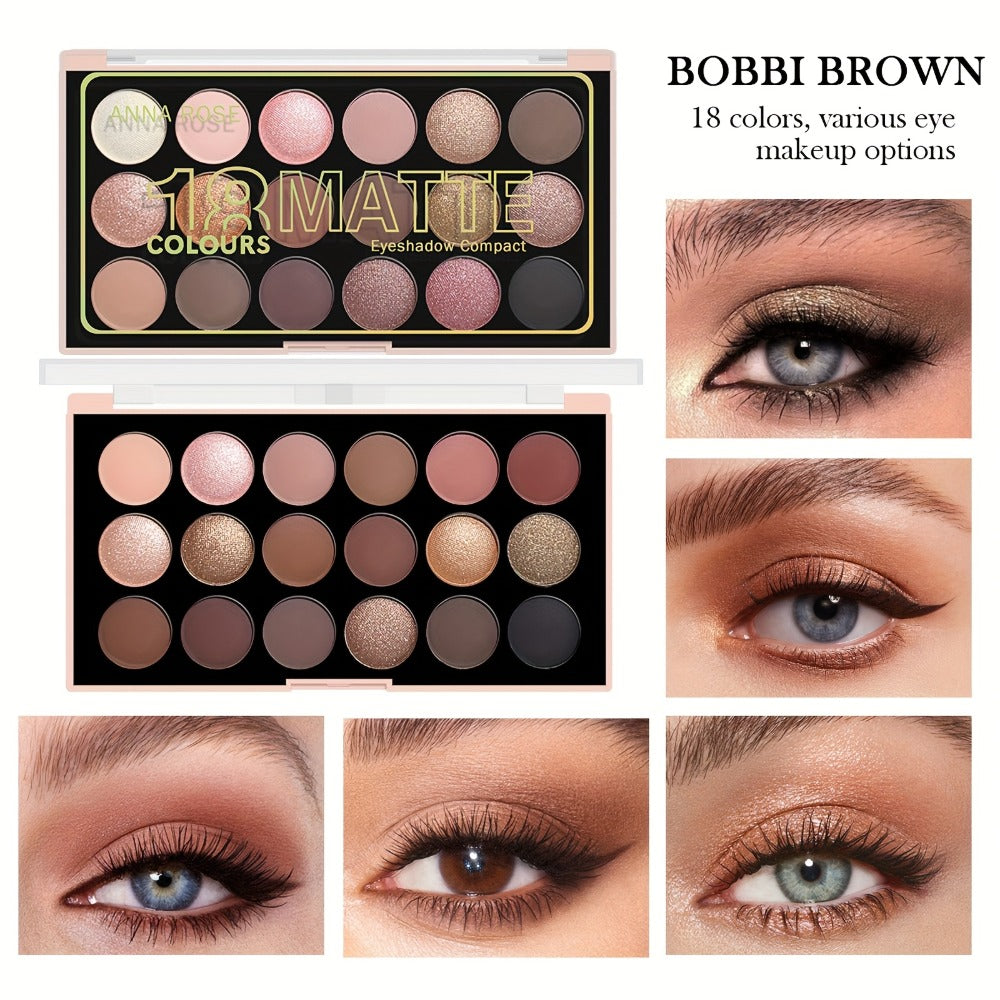 Eyeshadow Palette ANNA ROSE 18-Shade Compact with Pink-Brown Color Themes and Matte-Shimmer Finish Mix — image 11