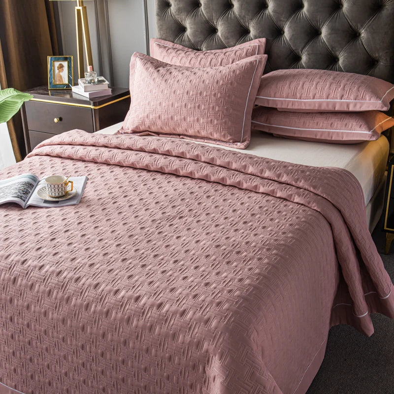 Quilted Padded Continental Bed Cover Three Piece Set