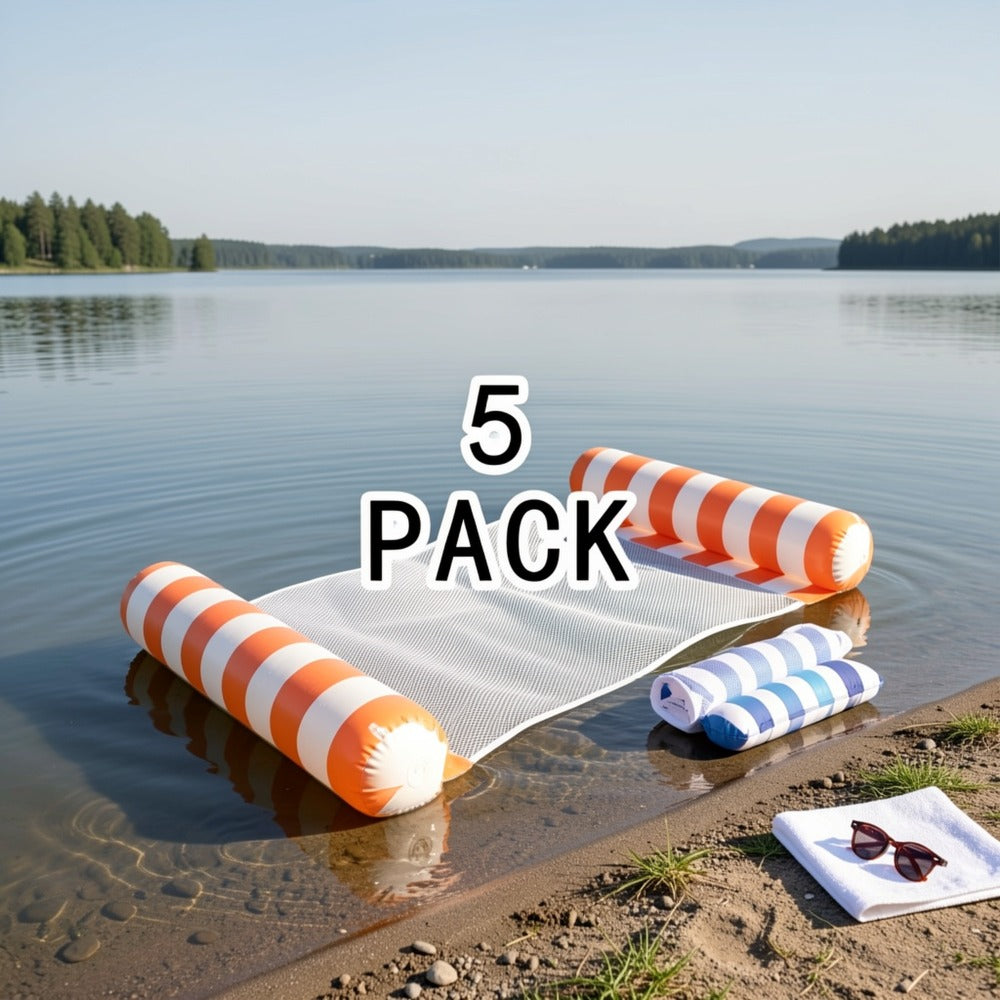 Striped Mesh Pool Float Hammock Set with Five- or Eight-Pack Colorful Options for Seated or Reclined Pool Use — image 8
