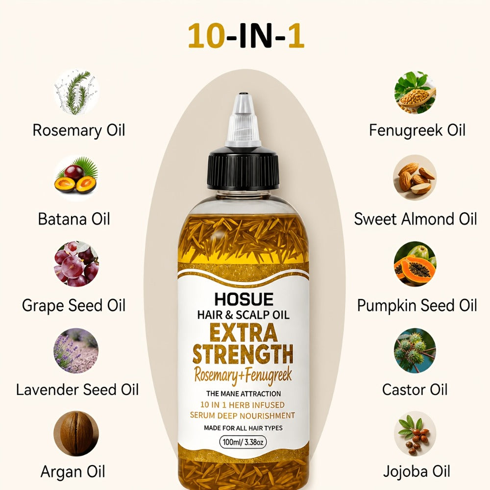 Rosemary and Fenugreek 10-in-1 Hair and Scalp Oil, 100ml Dropper Bottle with Ten Printed Botanical Oils — image 5