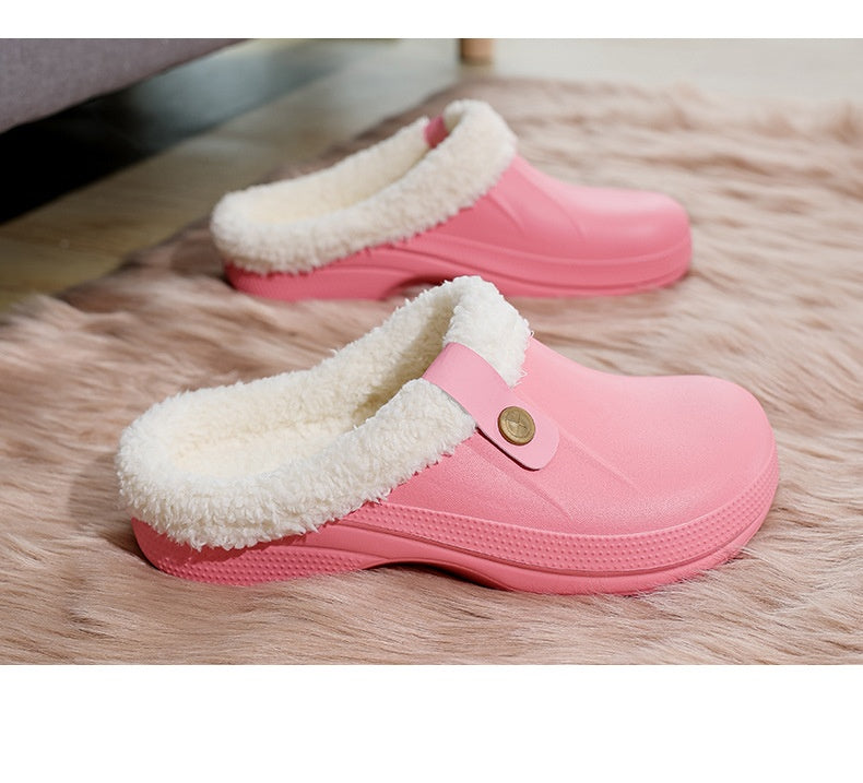 Mens Fleece-Lined Cotton Slippers For Home