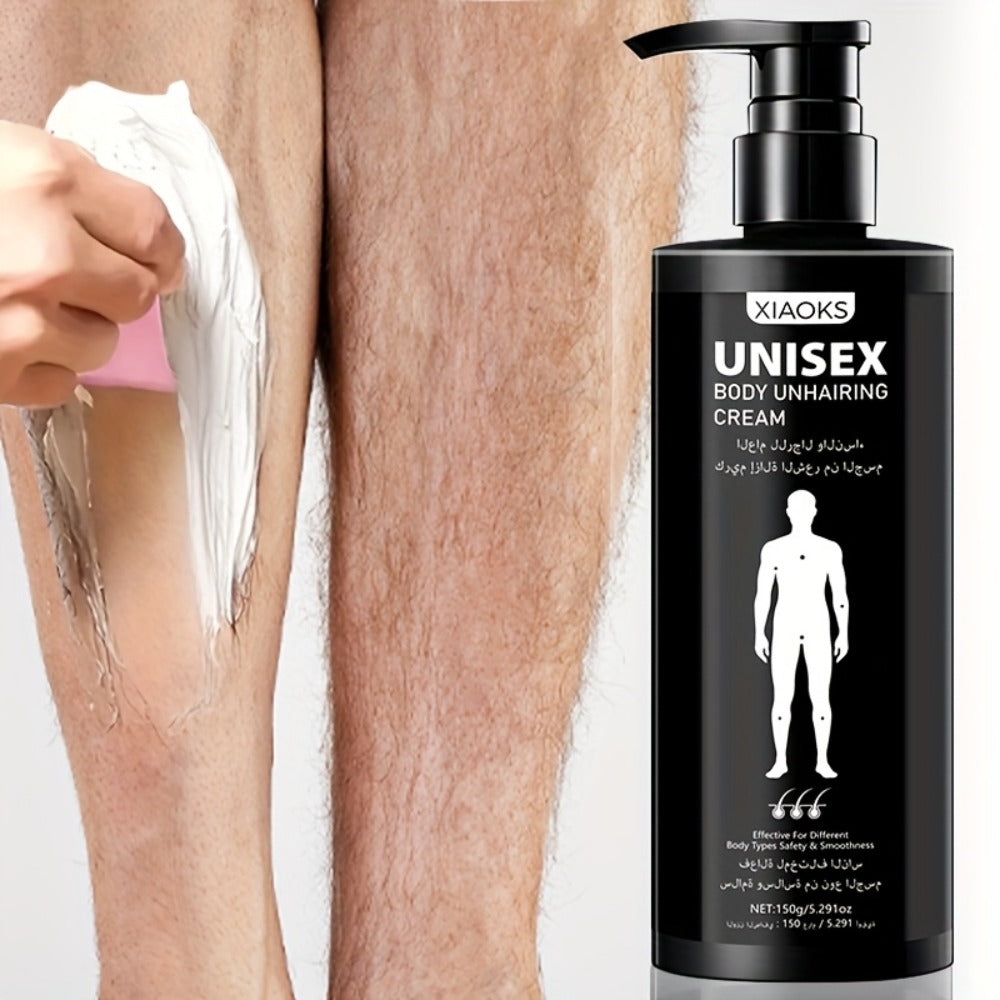 Hair Removal Cream XIAOKS 150g Black Pump Bottle with Carton for External Chest Back and Body Grooming — image 1
