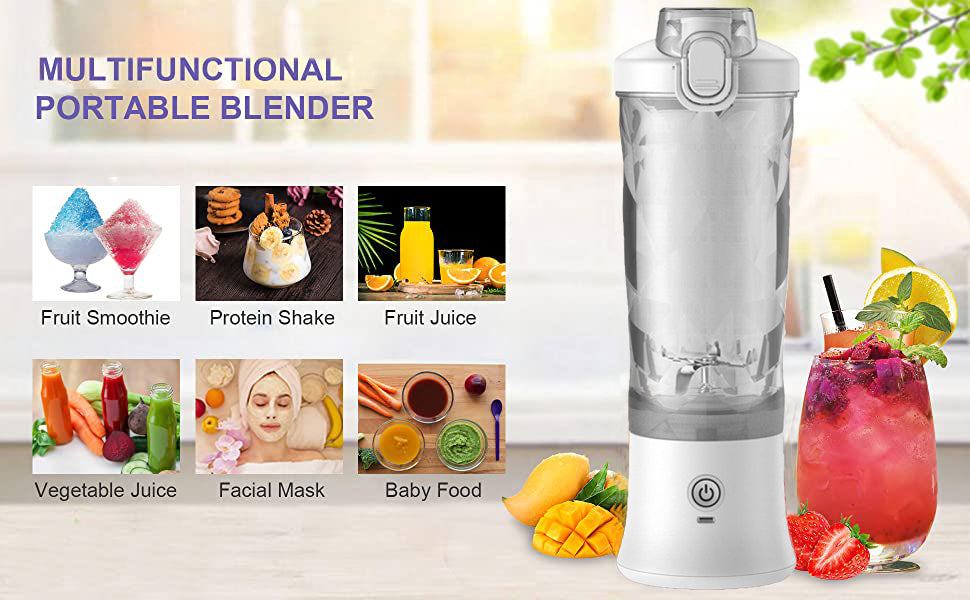 Portable Blender 600ML Electric Juicer Fruit Mixers 4000mAh USB Rechargeable Smoothie Mini Blender Personal Juicer Colorf