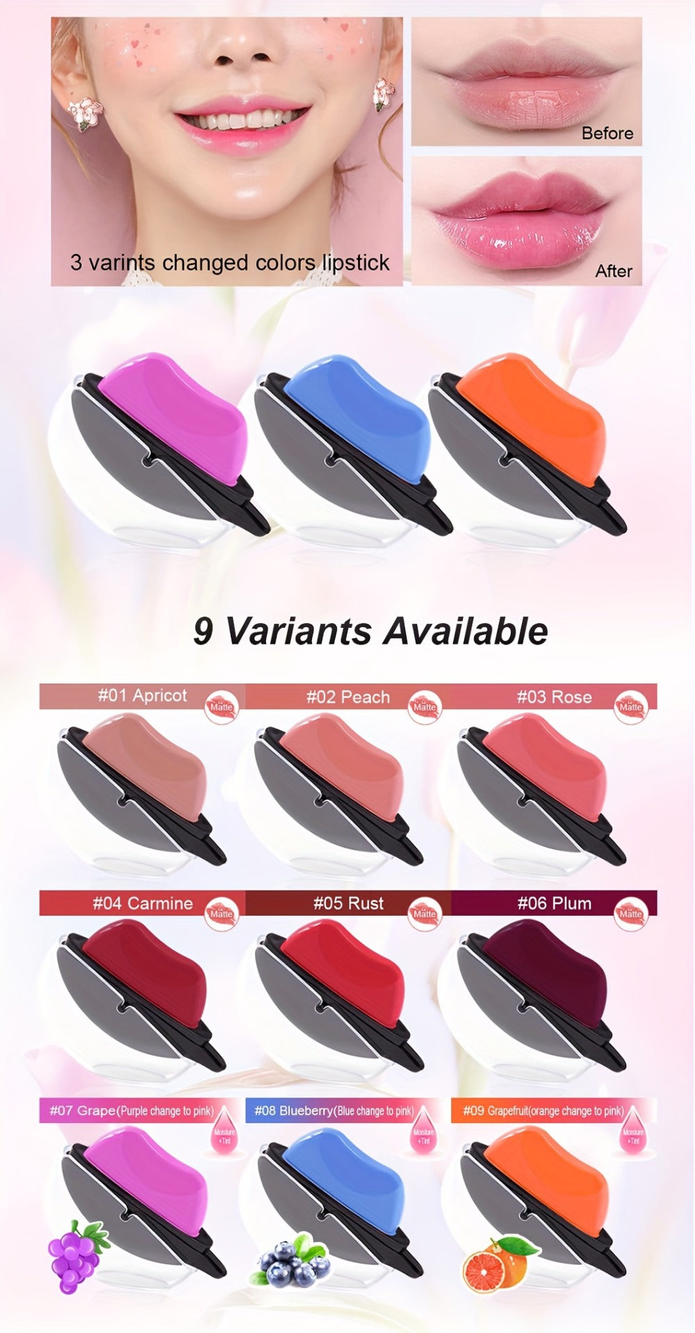 Lipstick Set, Mirsist 6-Piece Lip-Shaped Color Collection with Three Numbered Shade-Group Options — image 11