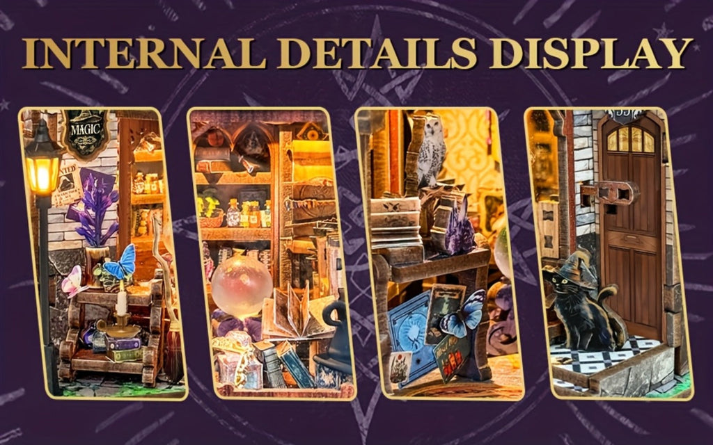 DIY Wood Miniature Bookhouse Model Kit SQ-71 Time Magic Club with Mechanical Link System – Adult Collector Dollhouse Display 
