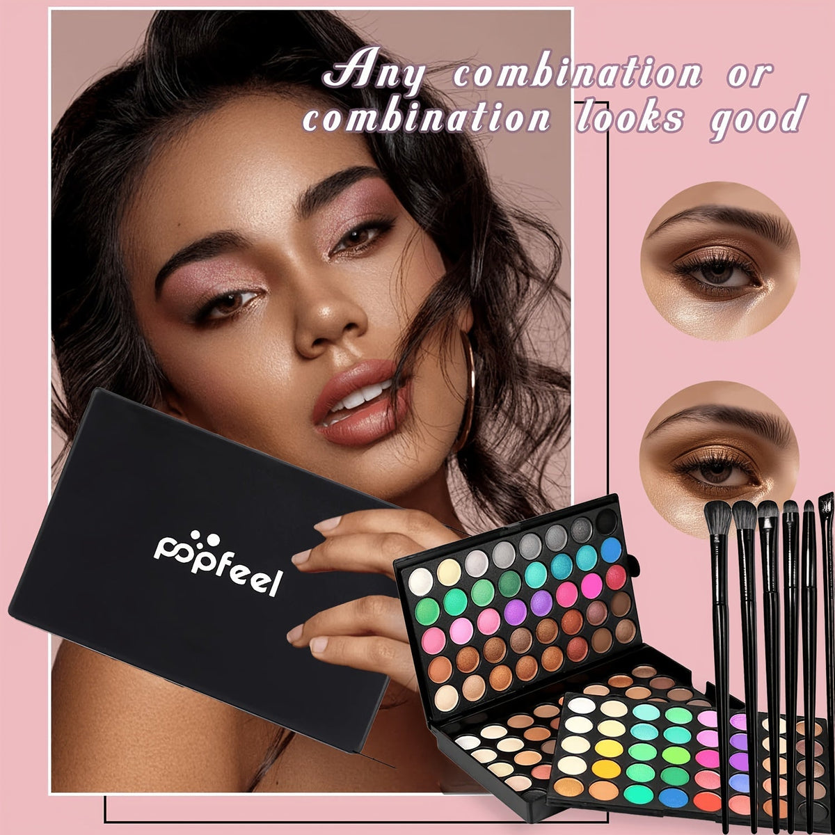 Eyeshadow Palette POPFEEL 120-Shade Folding Color Case with Matte-Shimmer Mix and Optional Six-Brush Bundle — image 14